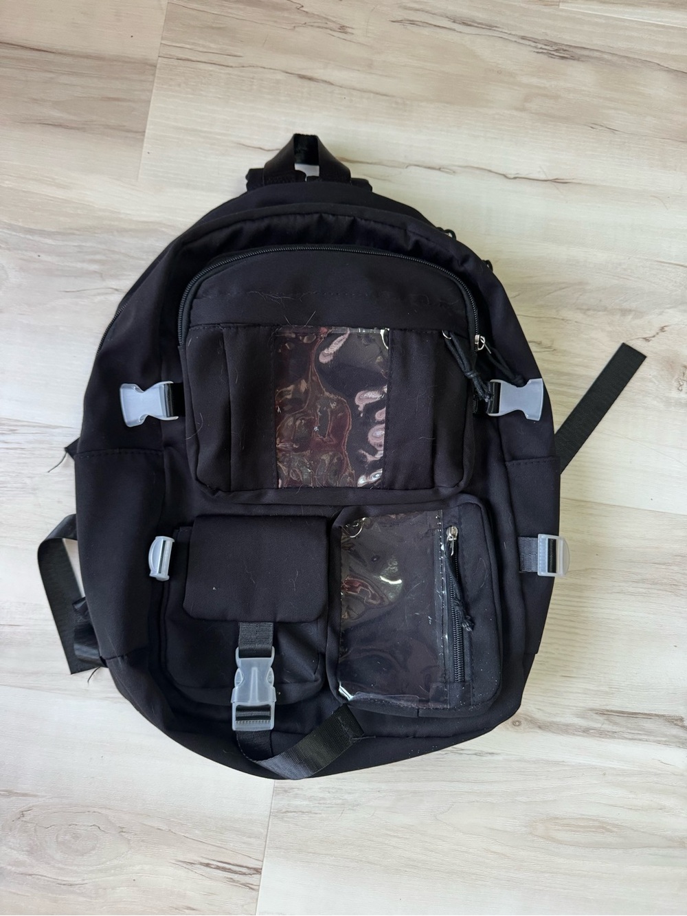 Black Utility Backpack with Multiple Pockets